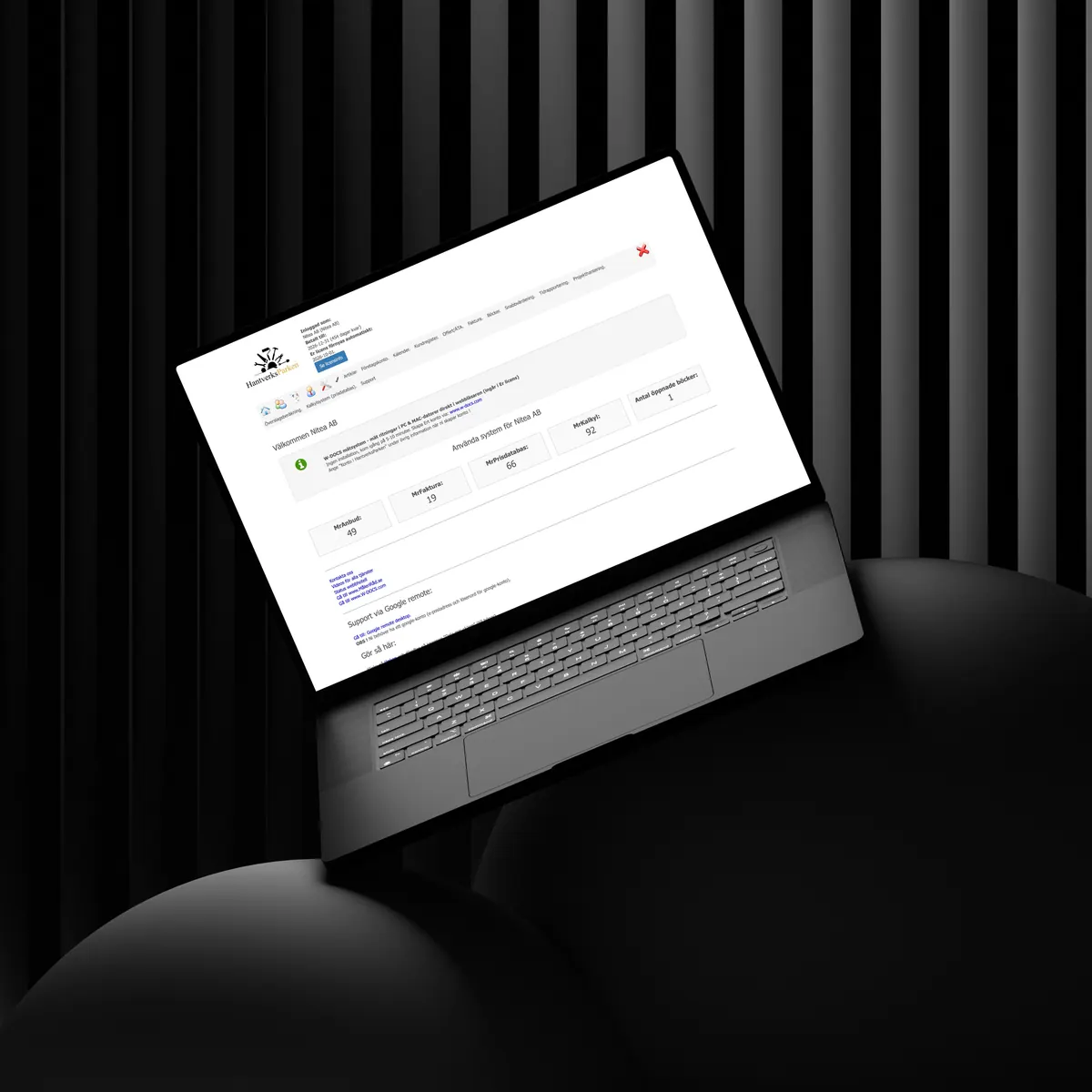 Hantverksparken på en laptop